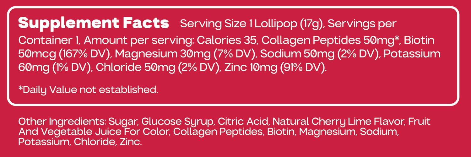 Sour Cherry Lime supplement facts and ingredients panel, as printed on the carton